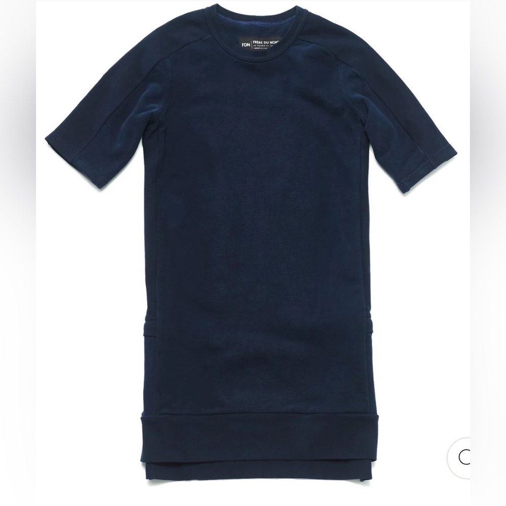 FRERE DU NORD 100% Cotton Navy Blue Short Sleeve‎ Tunic Dress Size XS